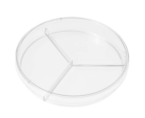 Чашка Петрі діаметром 90 мм трьох-секційна (10шт), стерильна